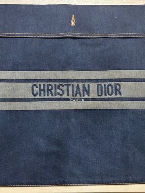 CHRISTIAN DIOR VINTAGE DENIM LOGO CLUTCH POUCH LARGE DOCUMENT HOLDER Y2K RARE 42